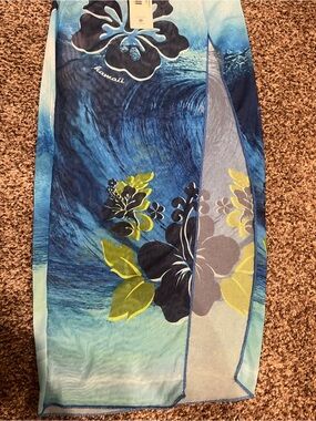 Jaded London Blue Floral Maxi Sarong Skirt with Green Accents